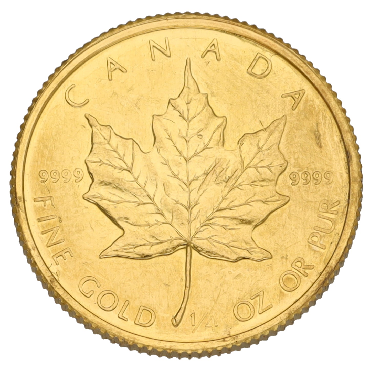 24ct Gold Canada Maple 1/4 OZ Coin 1986