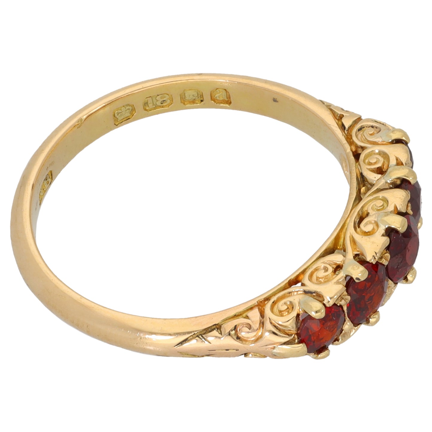 18ct Gold Garnet Half Eternity Ring Size R