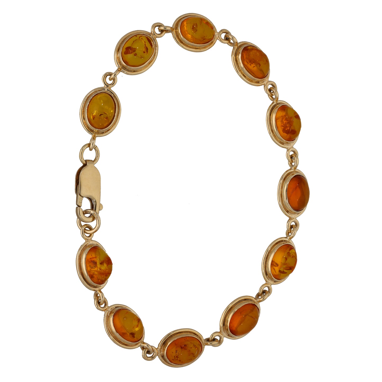 9ct Gold Amber Fancy Stone Set Bracelet
