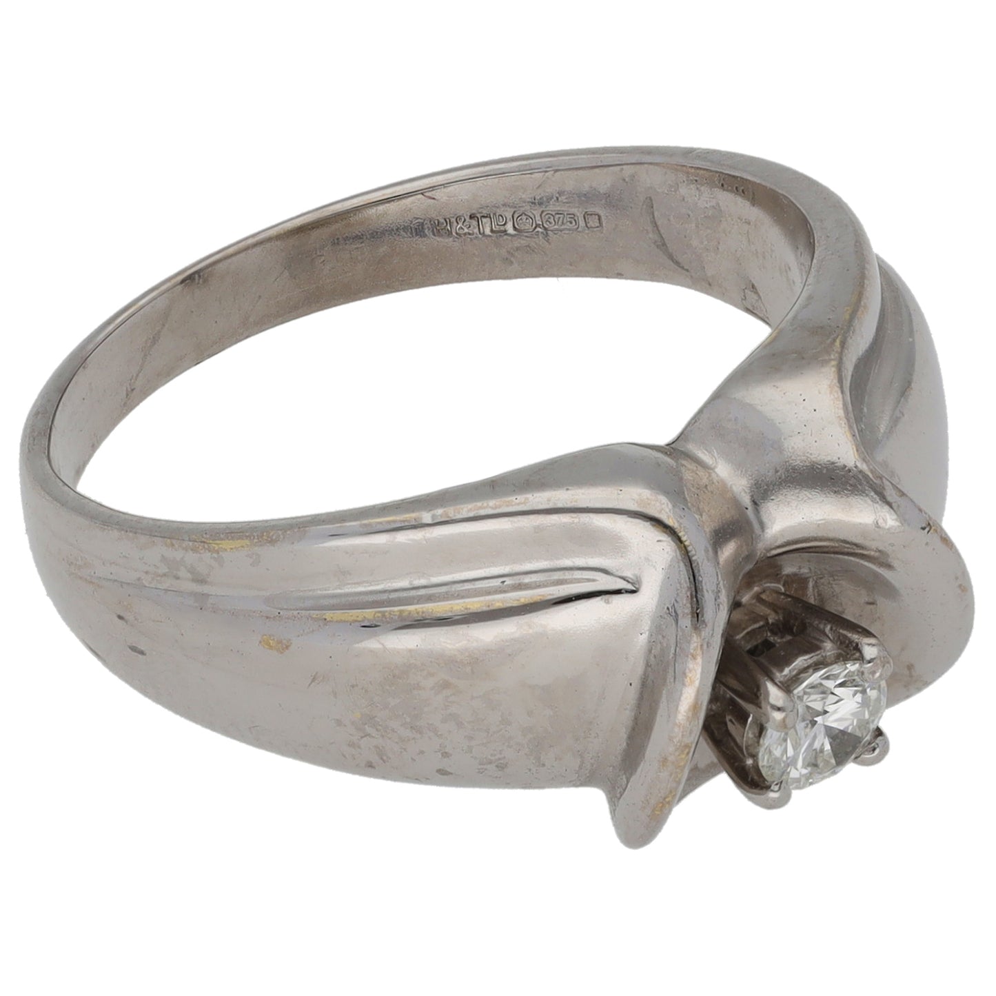 9ct White Gold 0.12ct Diamond Solitaire Ring Size L