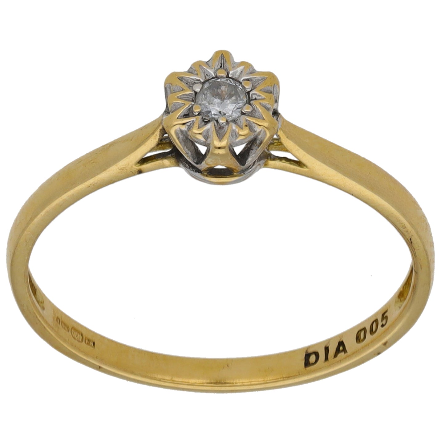 18ct Gold 0.05ct Diamond Solitaire Ring Size N