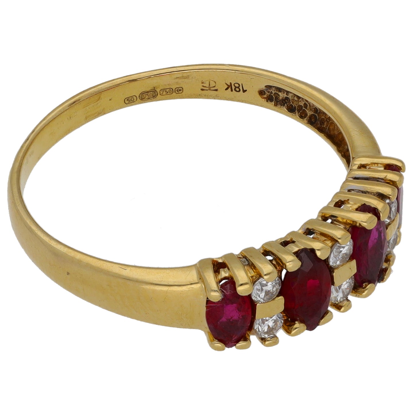 18ct Gold 0.16ct Diamond & Ruby Dress/Cocktail Ring Size R