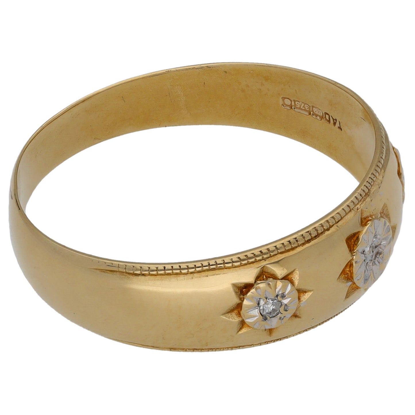 9ct Gold 0.015ct Diamond Trilogy Ring Size T