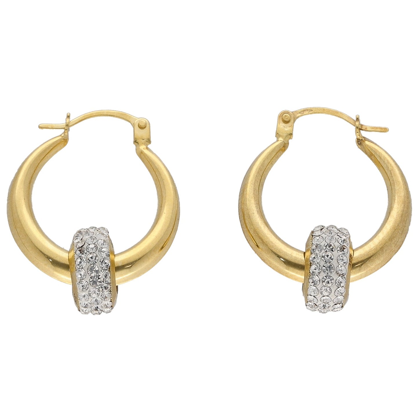 New 9ct Gold Cubic Zirconia Hoop Earrings