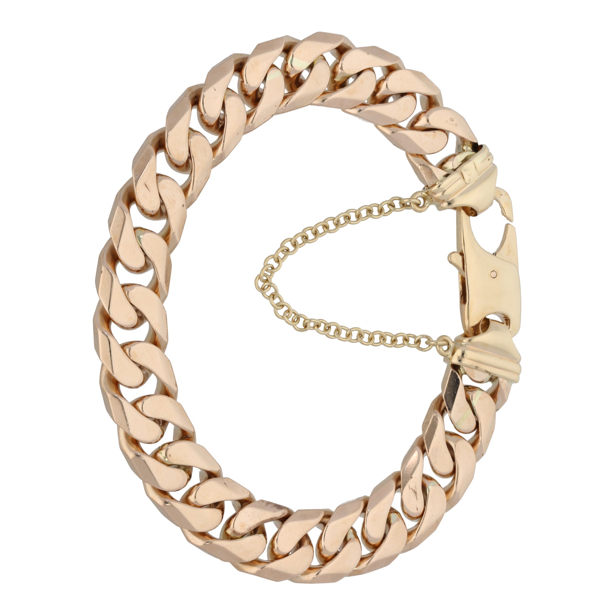 9ct Rose Gold Ladies Curb Bracelet H&T