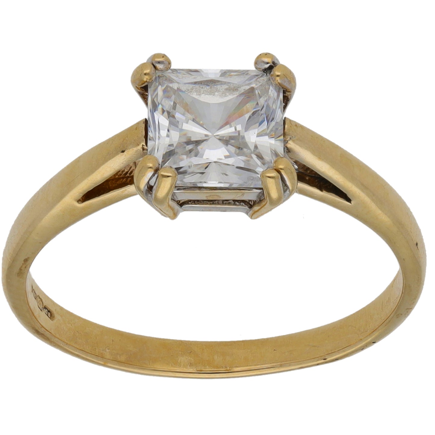9ct Gold Cubic Zirconia Single Stone Ring Size N