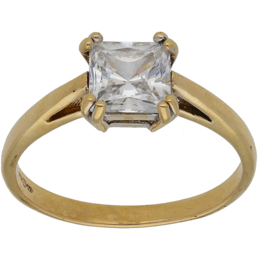 9ct Gold Cubic Zirconia Single Stone Ring Size N