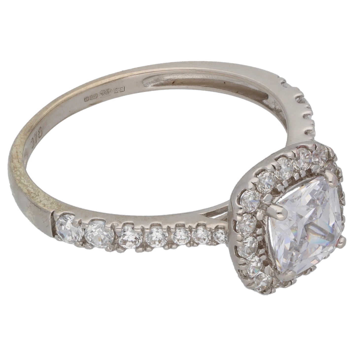 9ct Gold Cubic Zirconia Halo Ring Size O