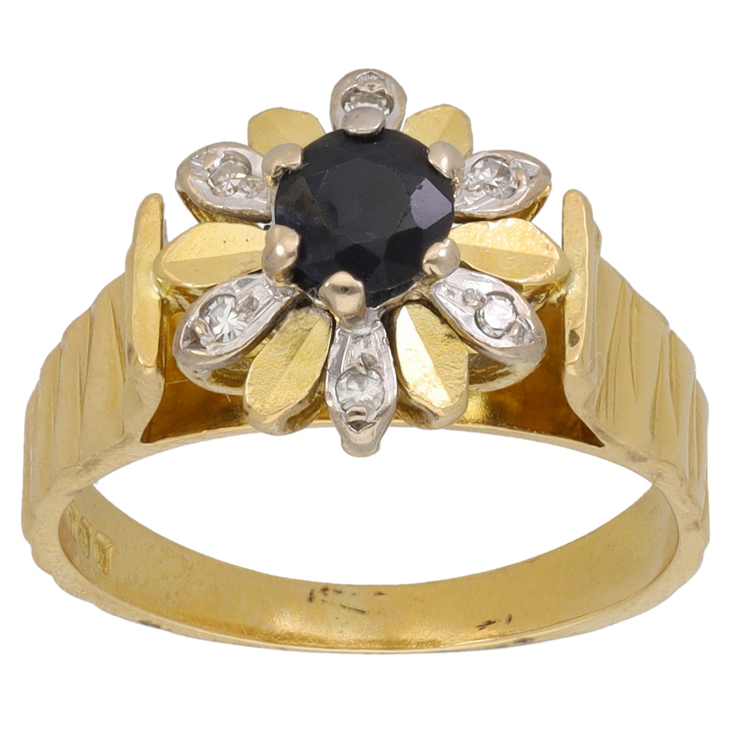 18ct Gold 0.03ct Diamond & Sapphire Dress/Cocktail Ring Size K