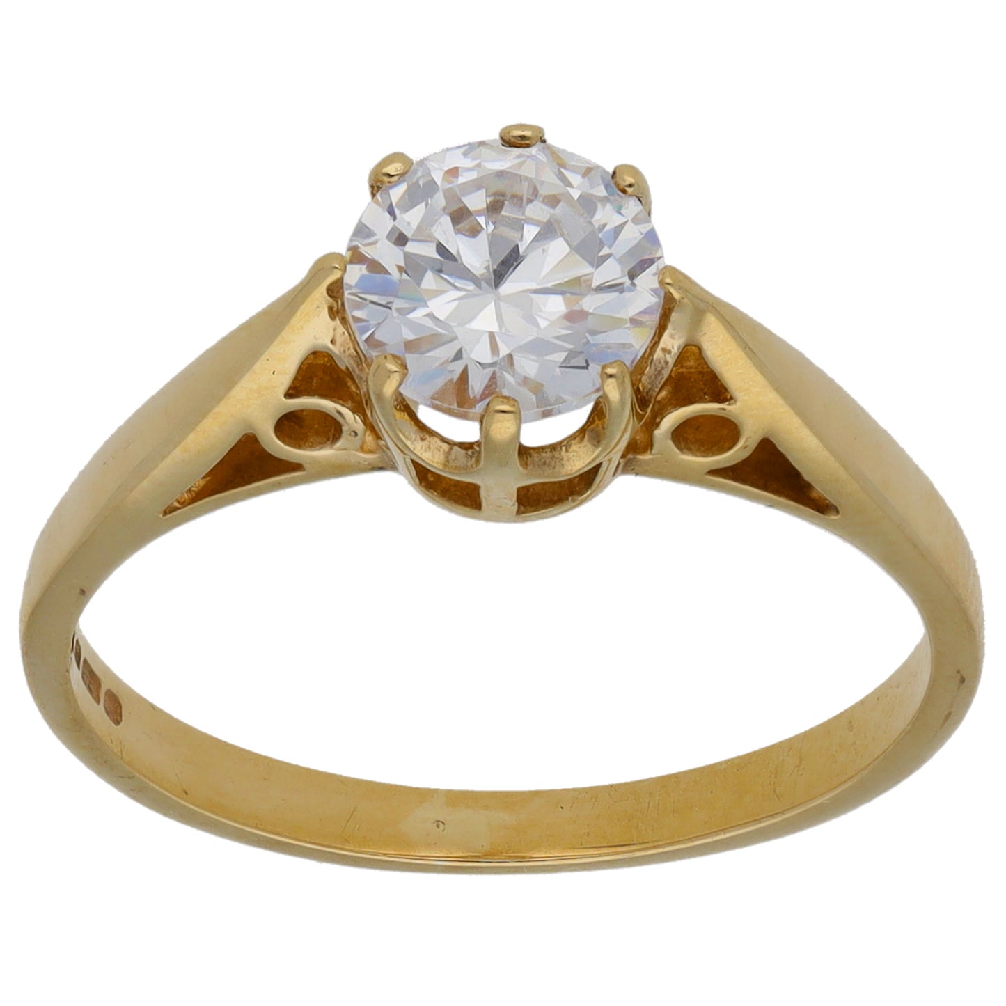 9ct Gold Cubic Zirconia Single Stone Ring Size L