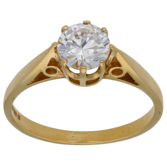 9ct Gold Cubic Zirconia Single Stone Ring Size L