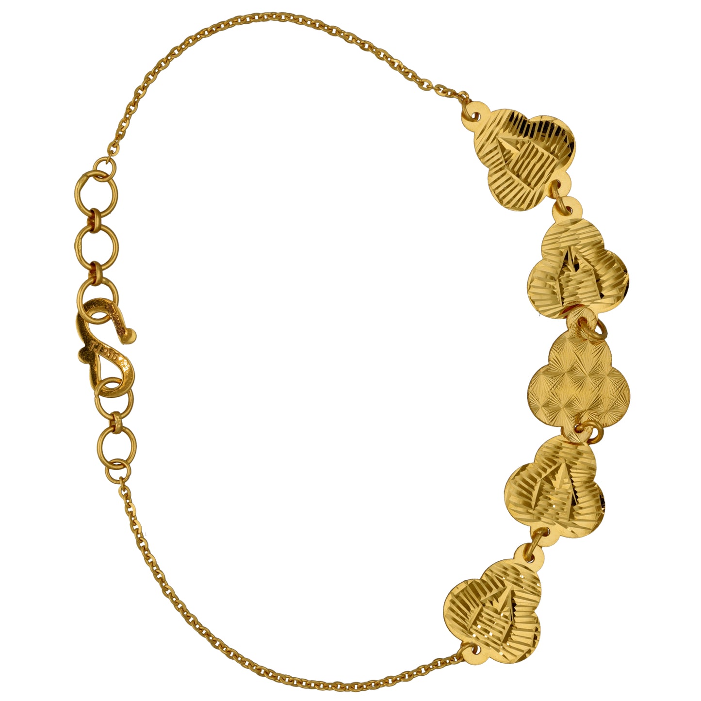 New 22ct Gold 5 Petal Link Bracelet