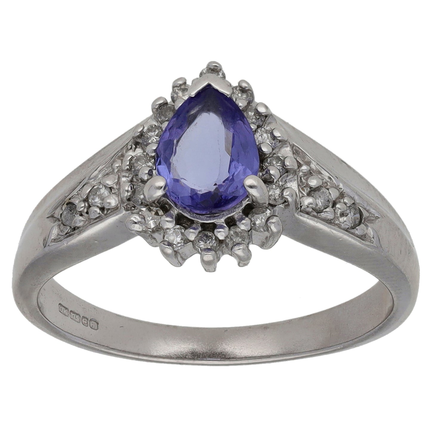9ct White Gold 0.20ct Diamond & Tanzanite Dress/Cocktail Ring Size M