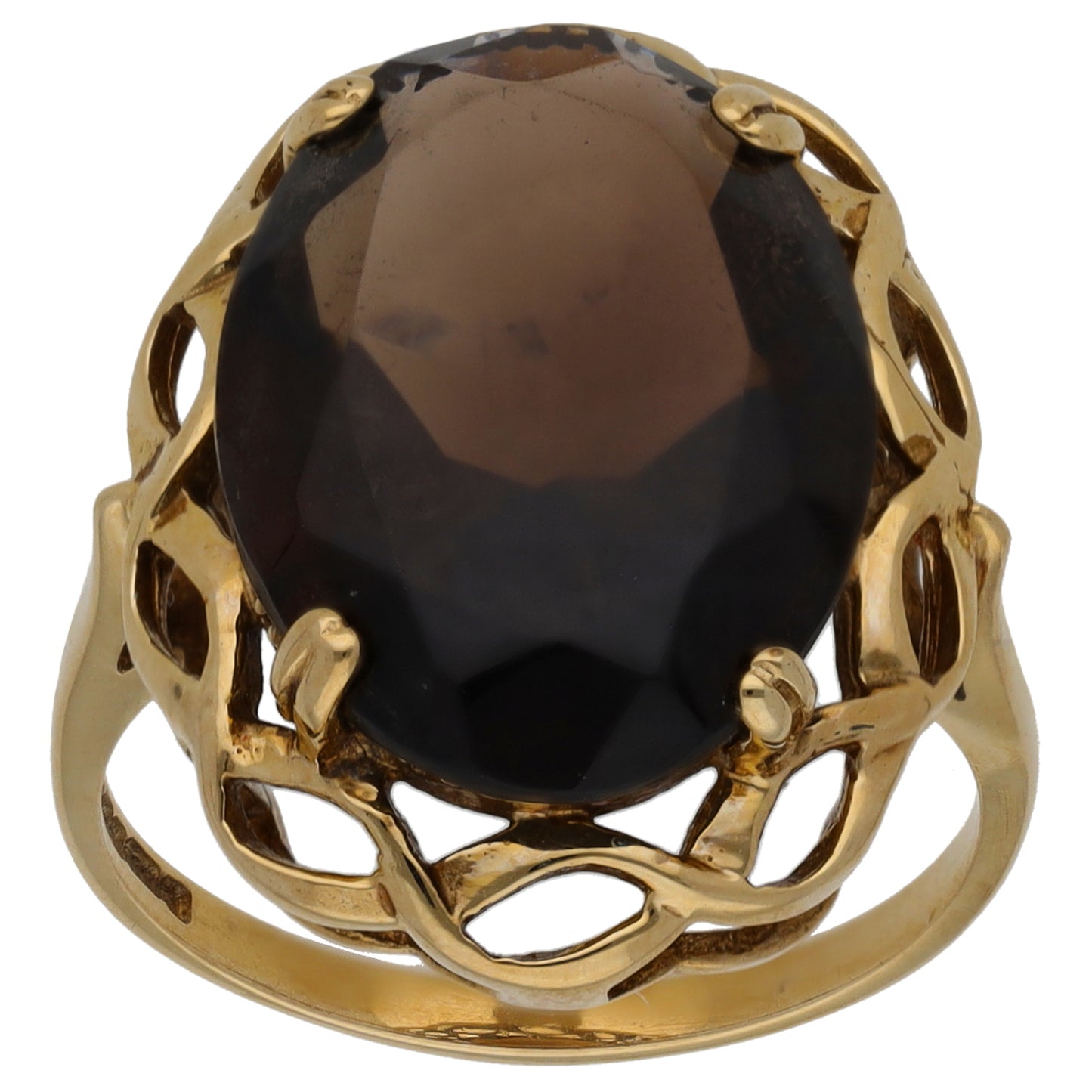 9ct Gold Smoky Quartz Single Stone Ring Size P