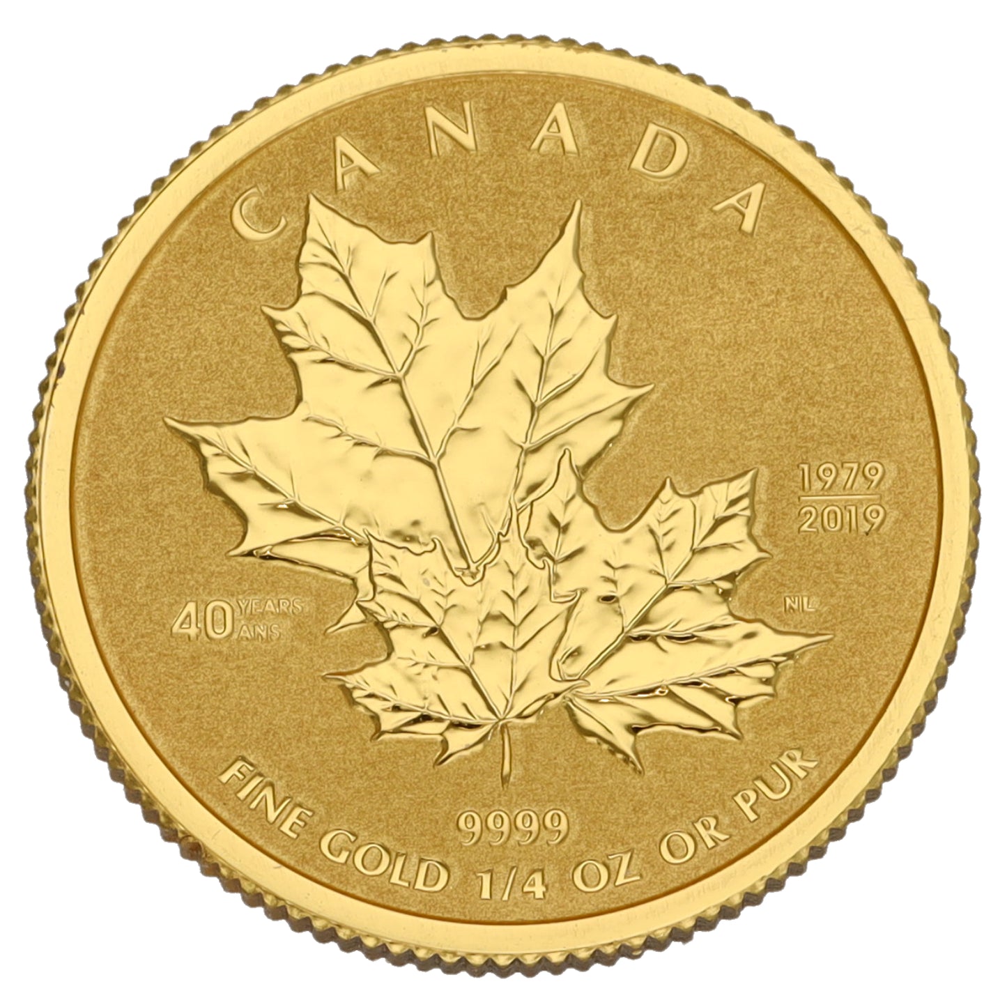 24ct Gold Canada Maple 1/4 OZ Coin 2019