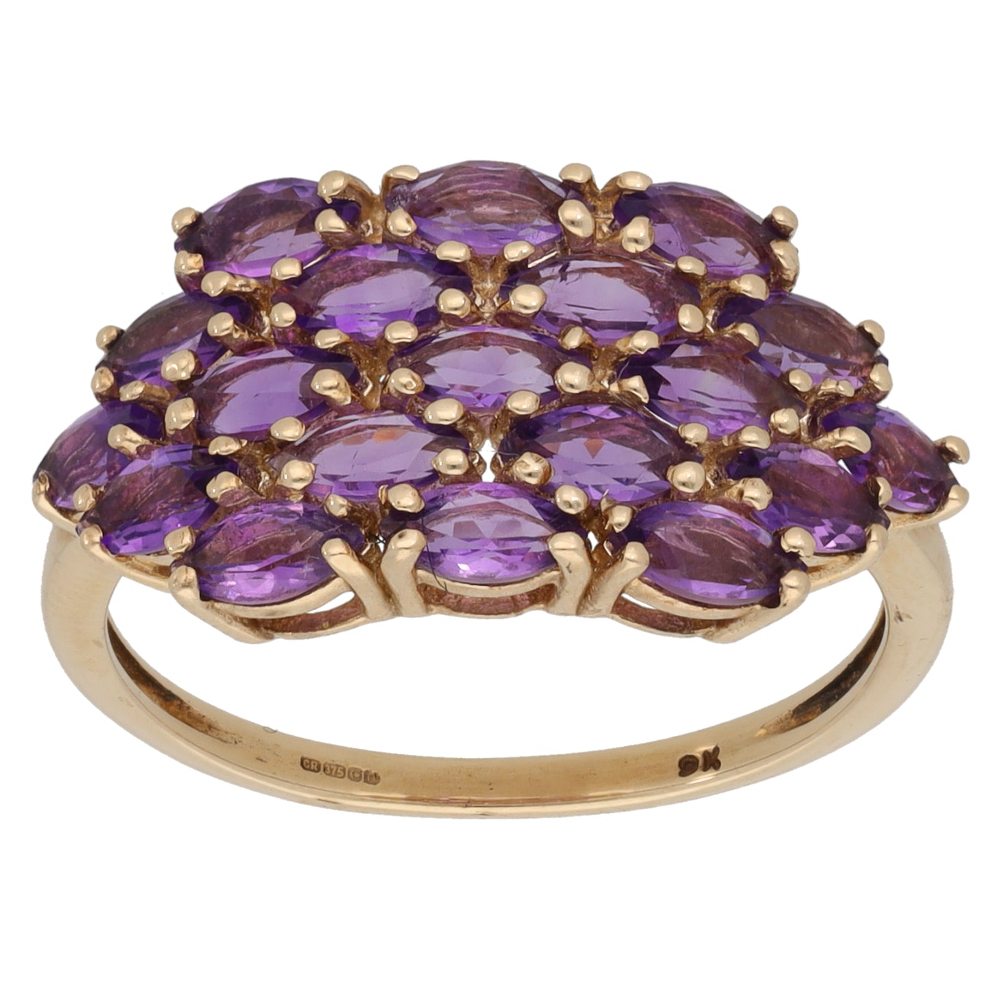 9ct Gold Amethyst Dress/Cocktail Ring Size R