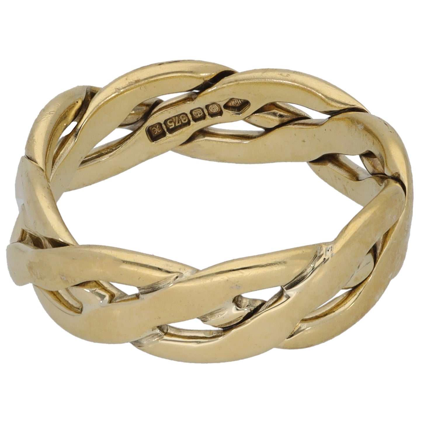 9ct Gold Patterned Wedding Ring Size Q