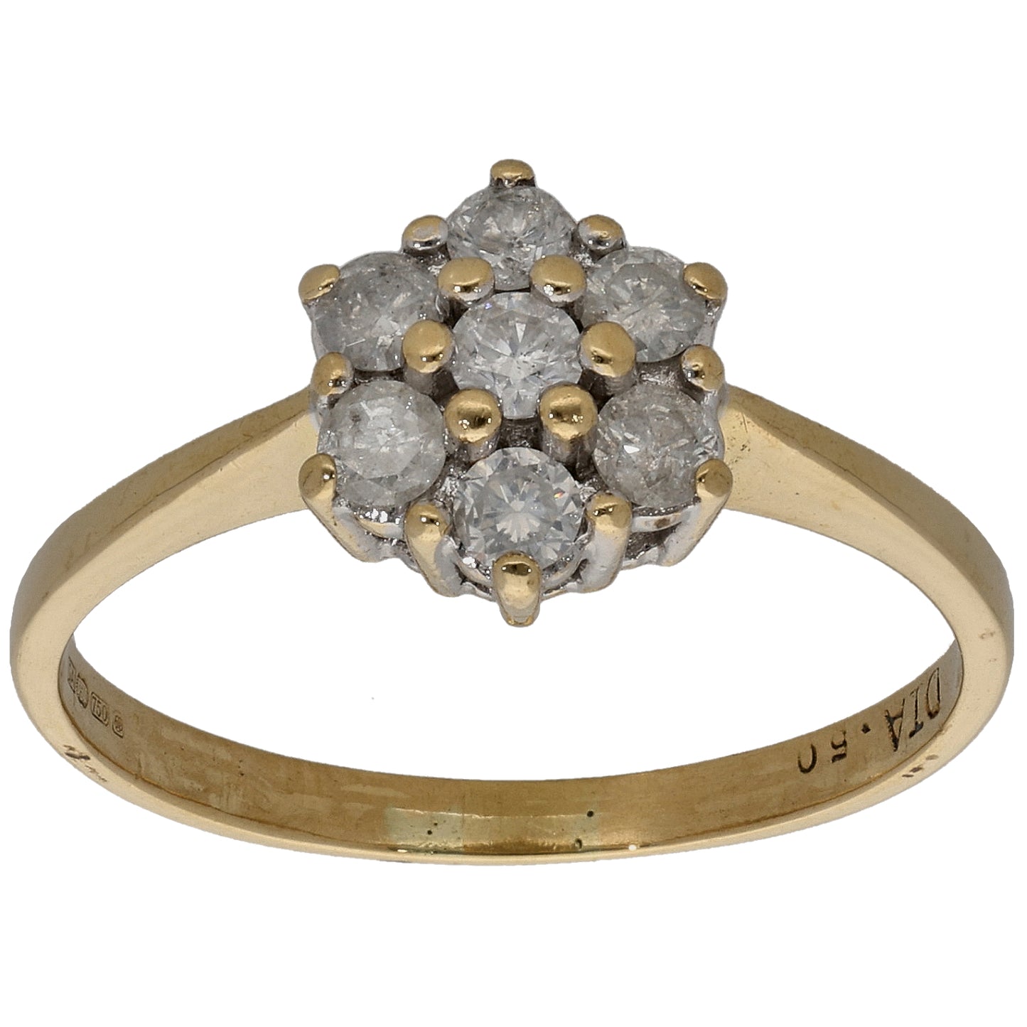 18ct Gold 0.50ct Diamond Cluster Ring Size R