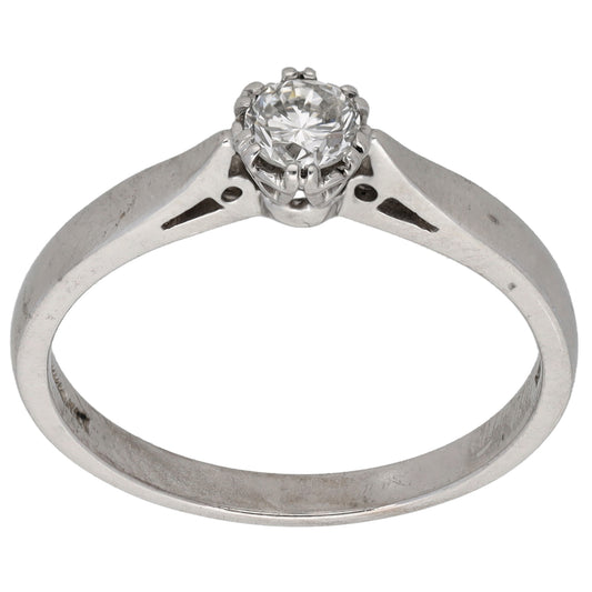 18ct White Gold 0.25ct Diamond Solitaire Ring Size N