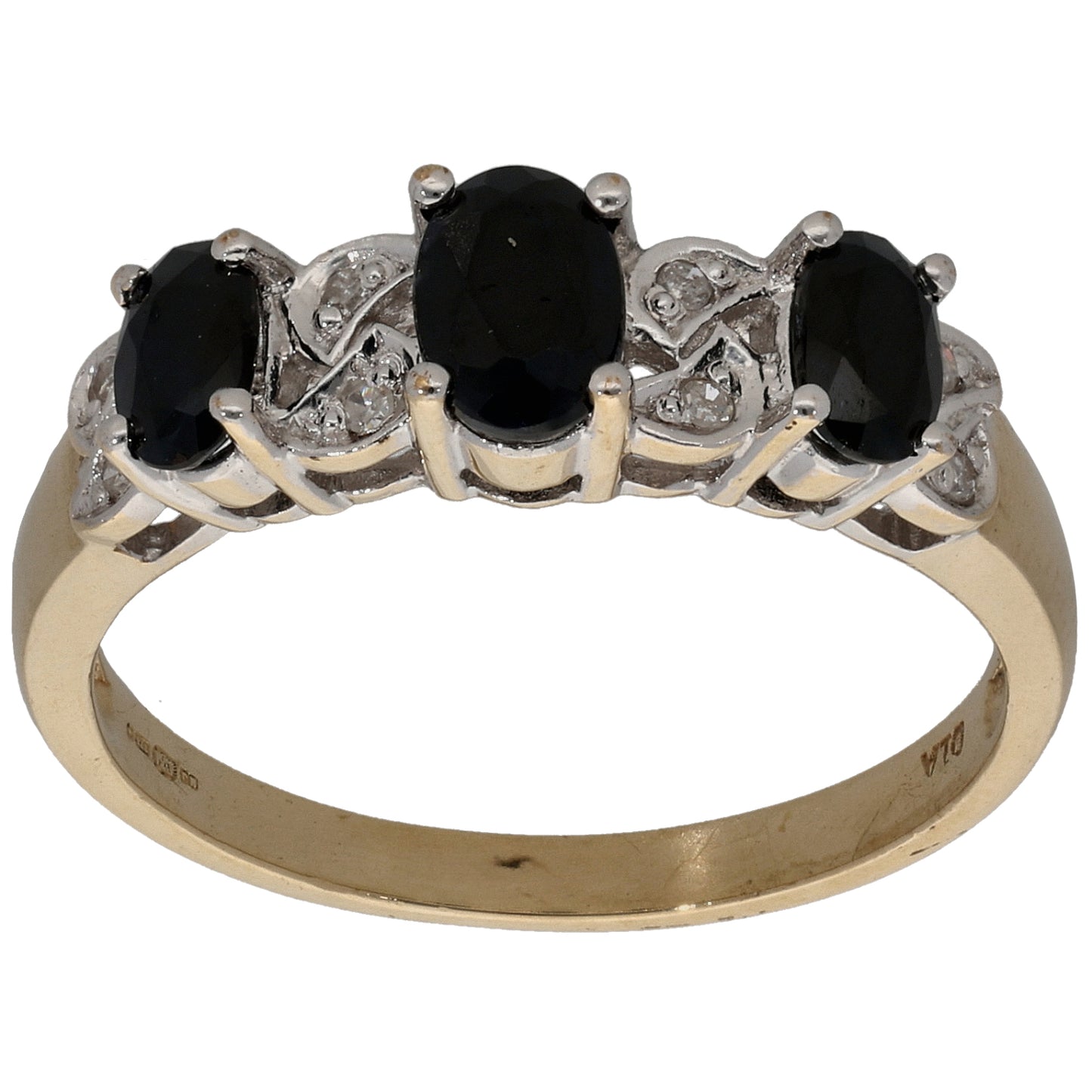 9ct Gold Sapphire & 0.04ct Diamond Dress/Cocktail Ring Size P