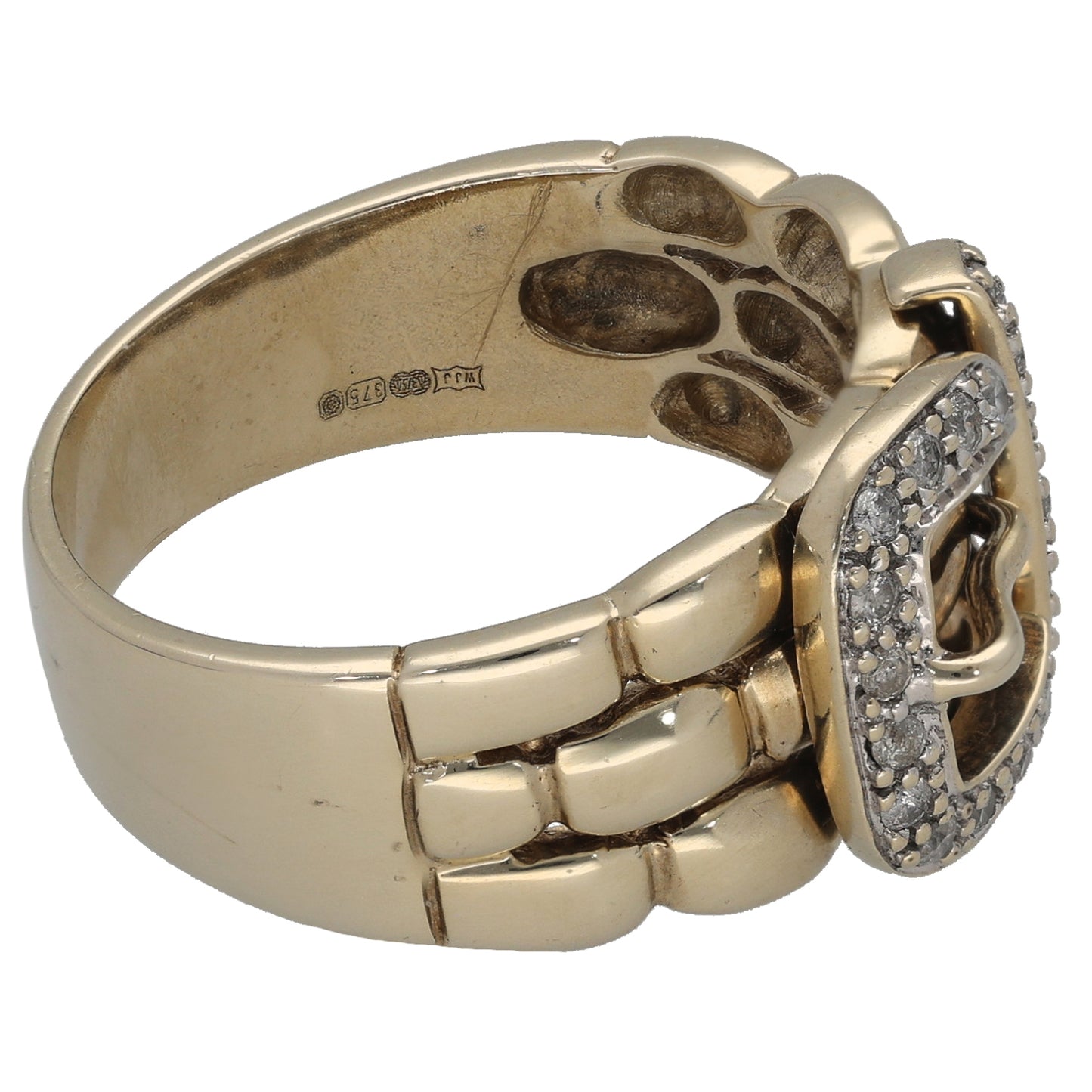 9ct Gold 0.18ct Diamond Buckle Ring Size V