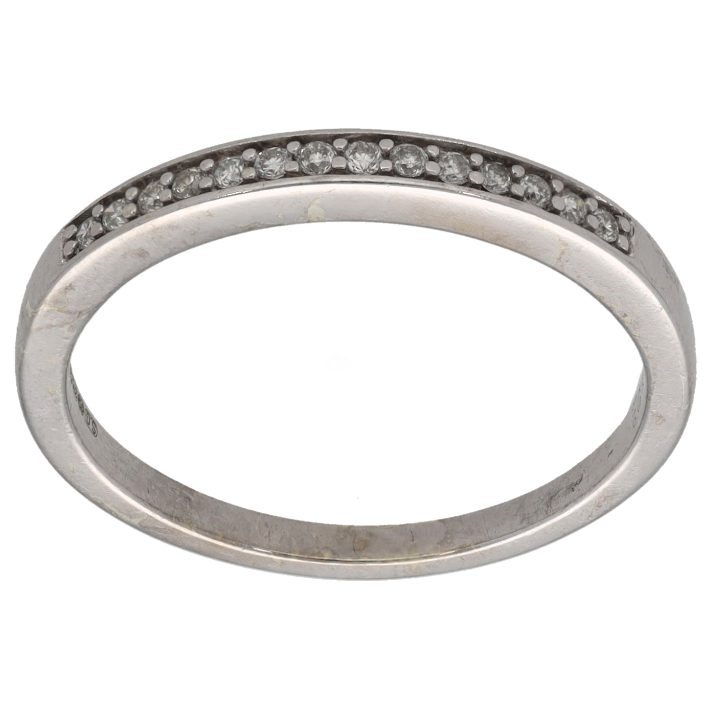 9ct White Gold 0.10ct Diamond Half Eternity Ring Size O