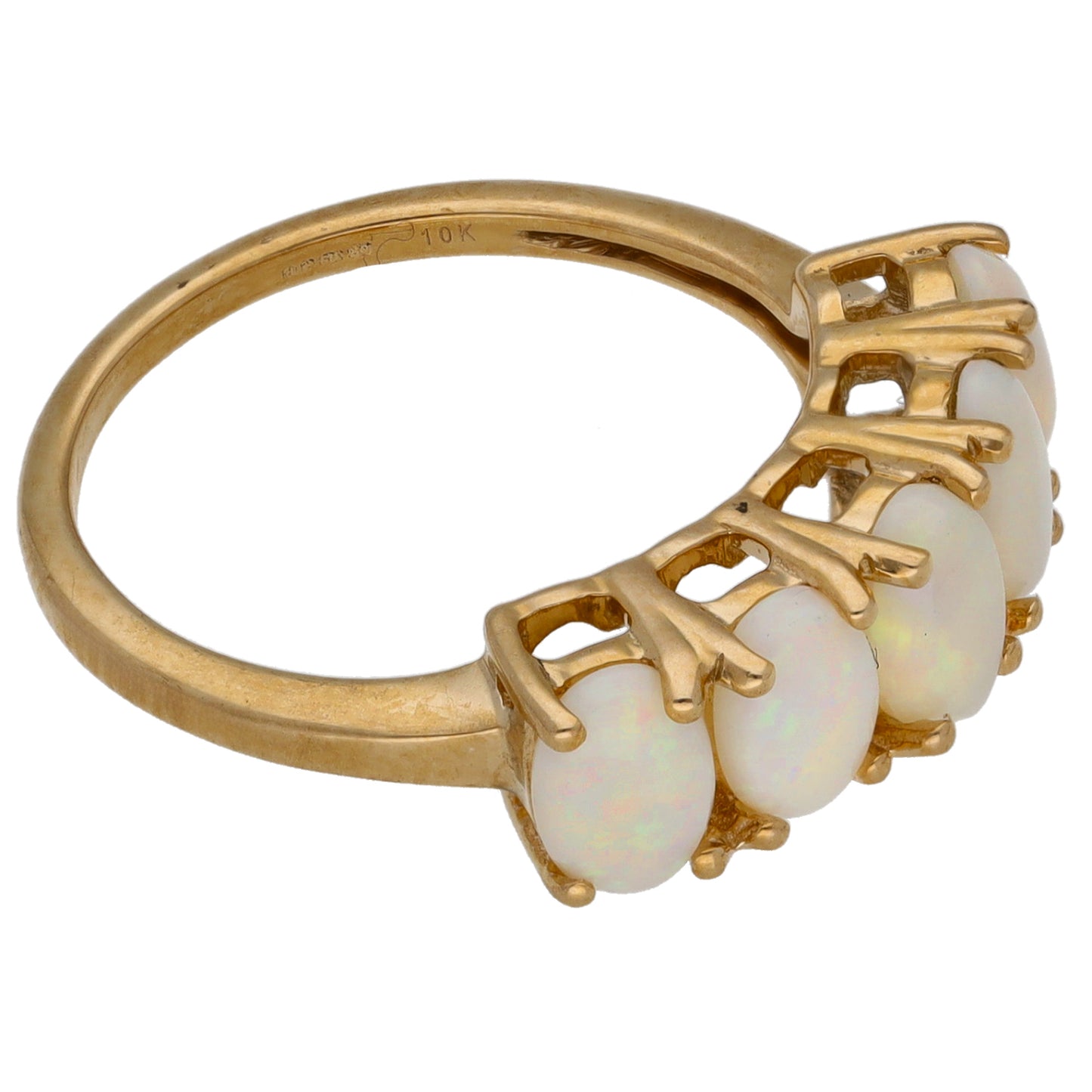 9ct Gold Opal Half Eternity Ring Size L