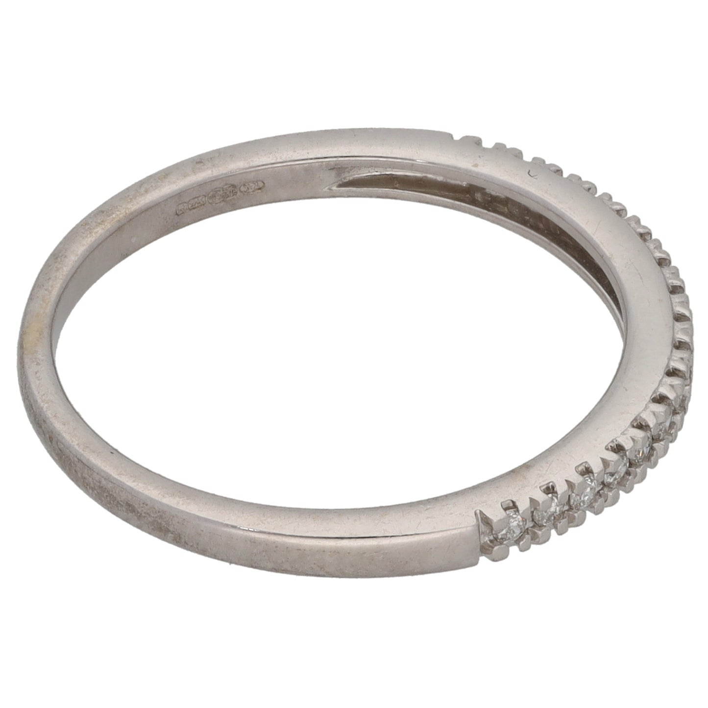 9ct White Gold 0.085ct Diamond Half Eternity Ring Size O