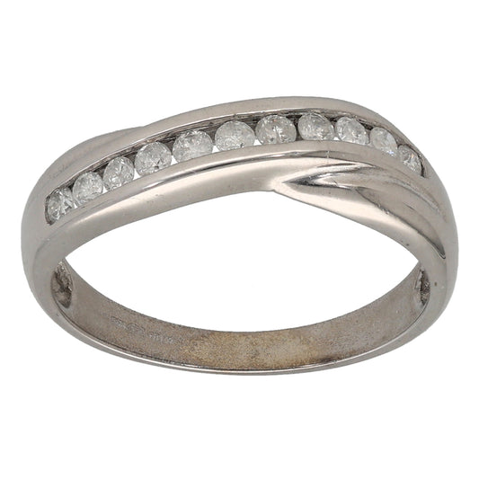 9ct White Gold 0.25ct Diamond Half Eternity Ring Size M