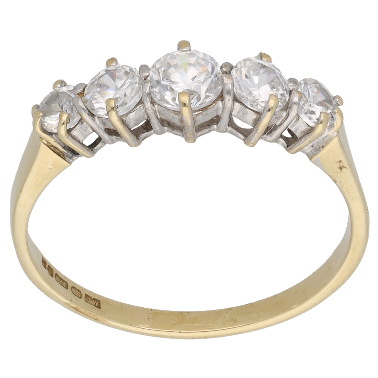 9ct Gold Cubic Zirconia Half Eternity Ring Size Q