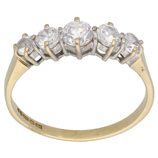 9ct Gold Cubic Zirconia Half Eternity Ring Size Q