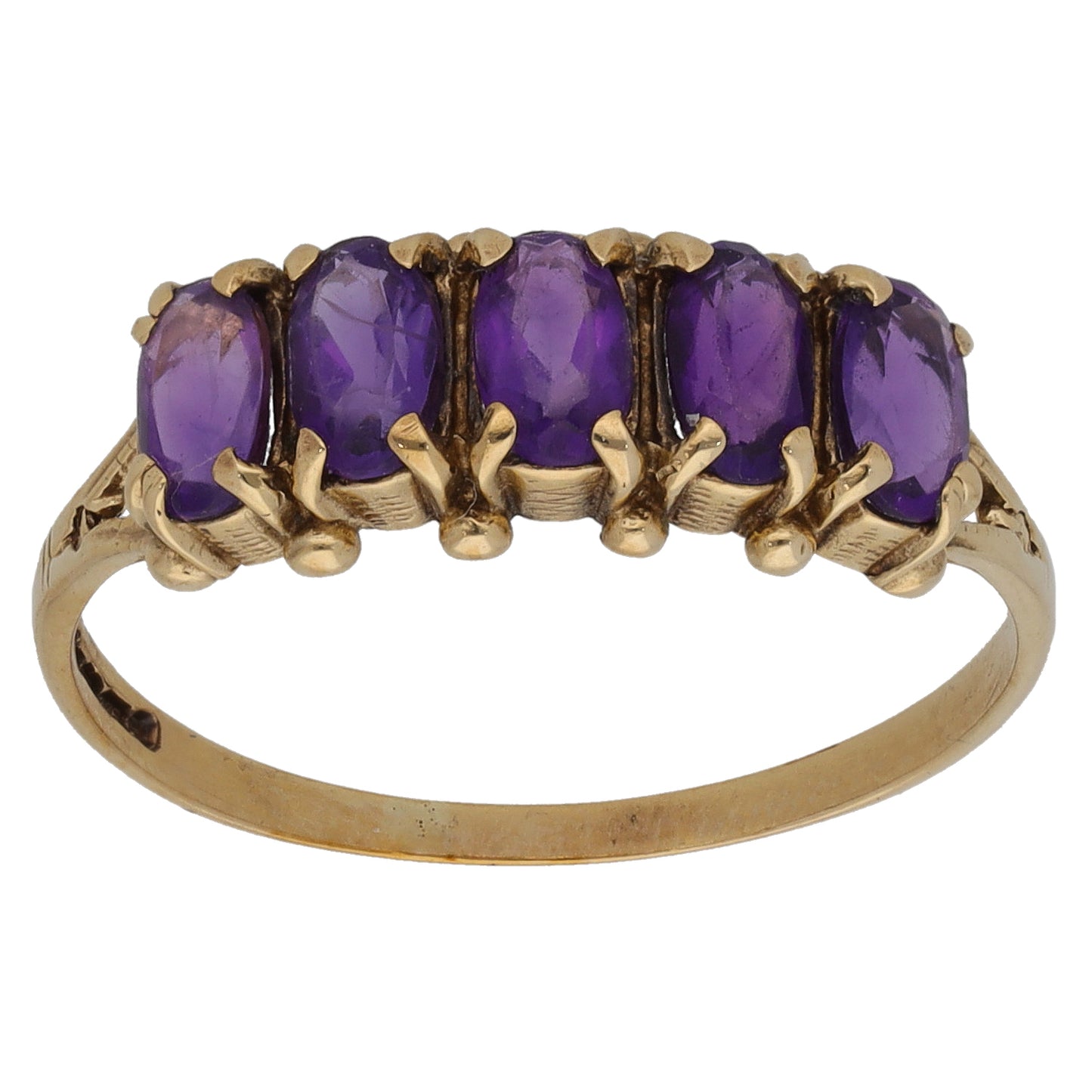 9ct Gold Amethyst Half Eternity Ring Size Q