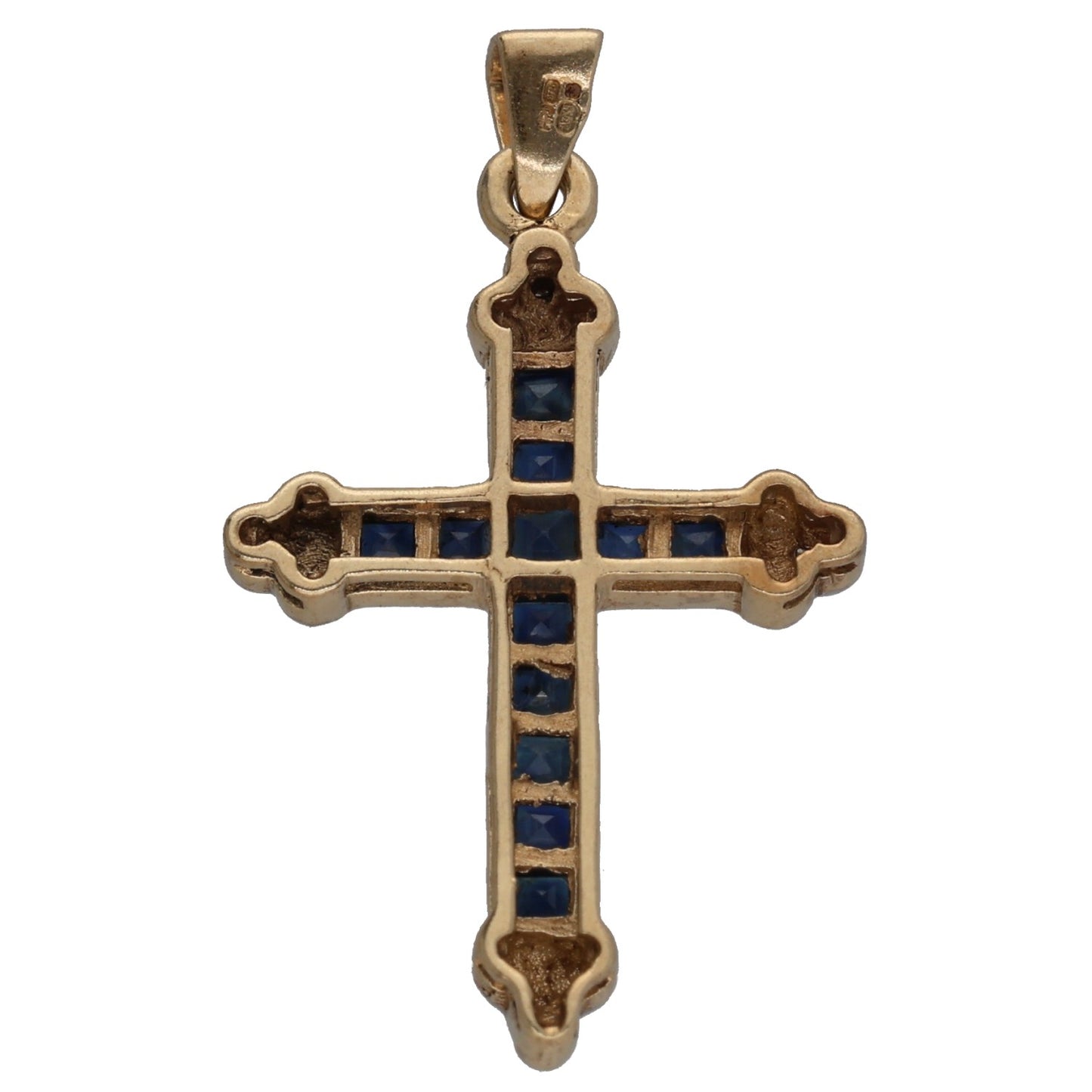 9ct Gold Sapphire & 0.02ct Diamond Cross Pendant