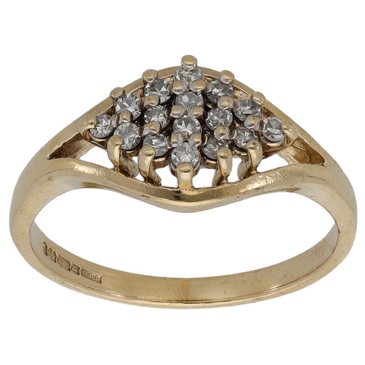 9ct Gold 0.19ct Diamond Cluster Ring Size K