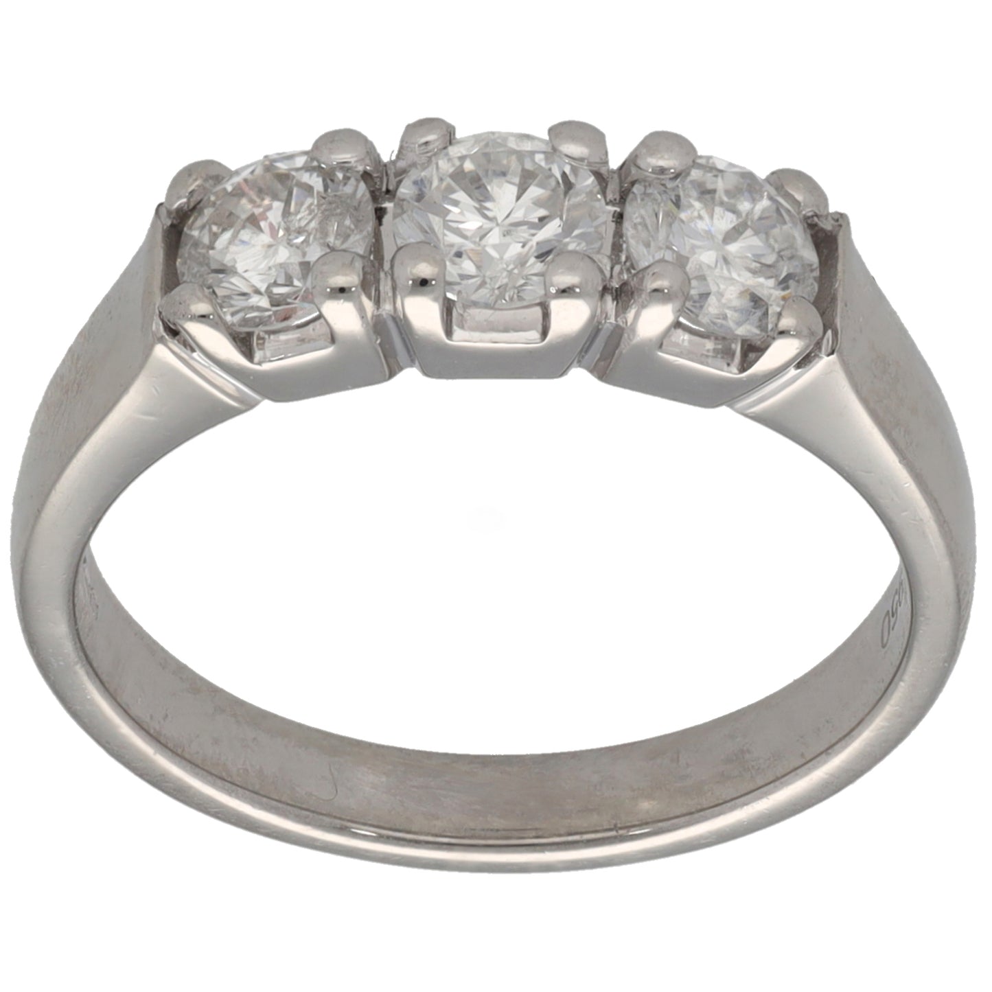 Platinum 0.99ct Diamond Trilogy Ring Size N