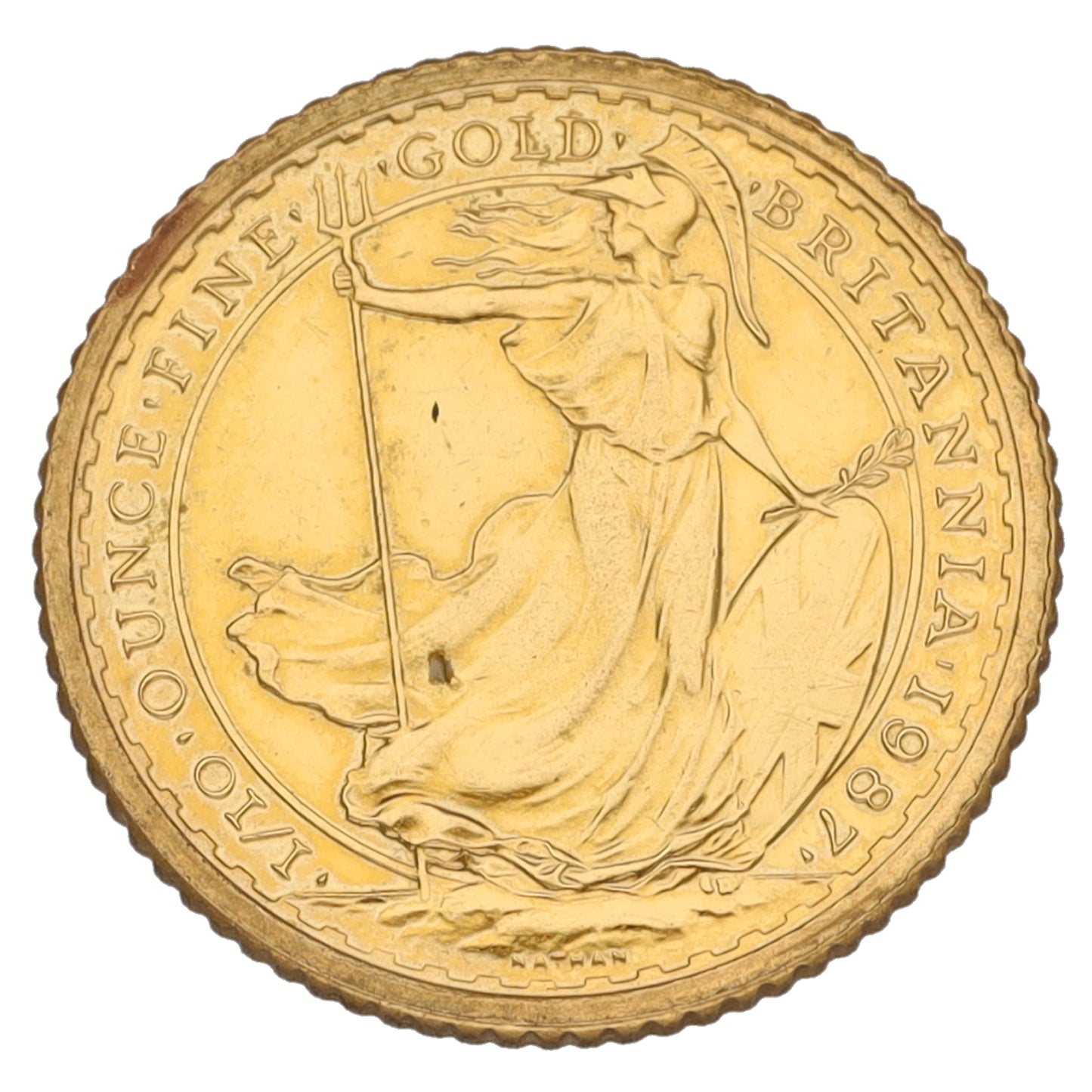 22ct Gold Queen Elizabeth II 1/10 OZ Britannia Coin 1987