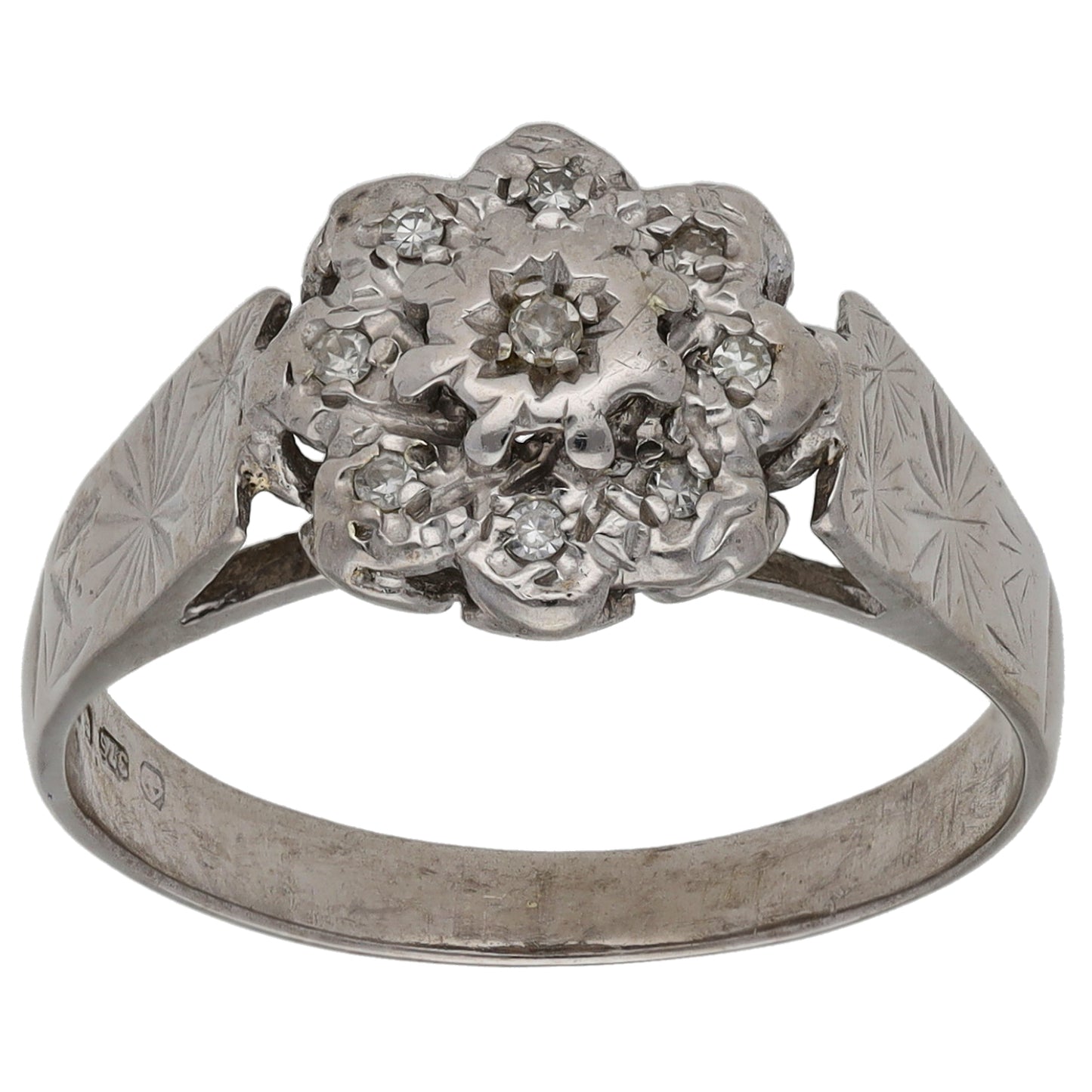 9ct White Gold 0.09ct Diamond Dress/Cocktail Ring Size P