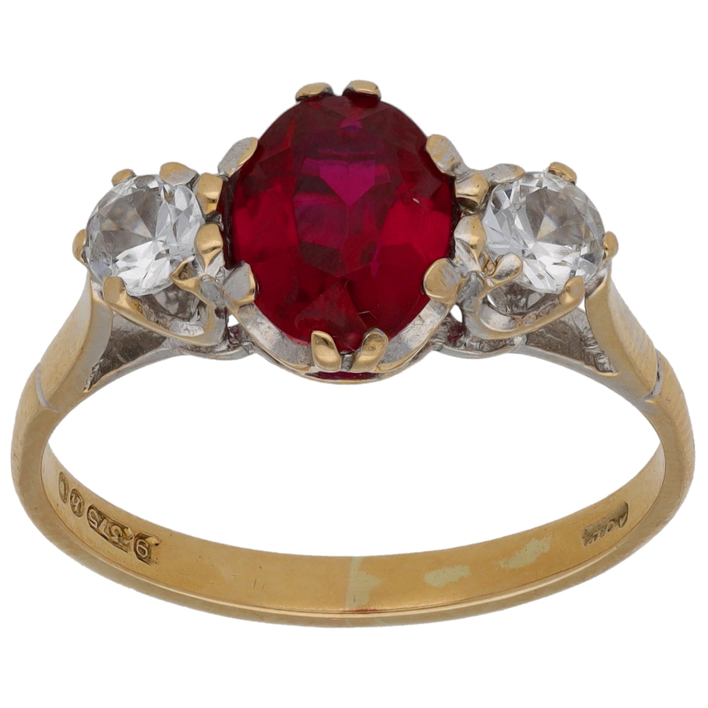 9ct Gold Imitation Trilogy Ring Size O