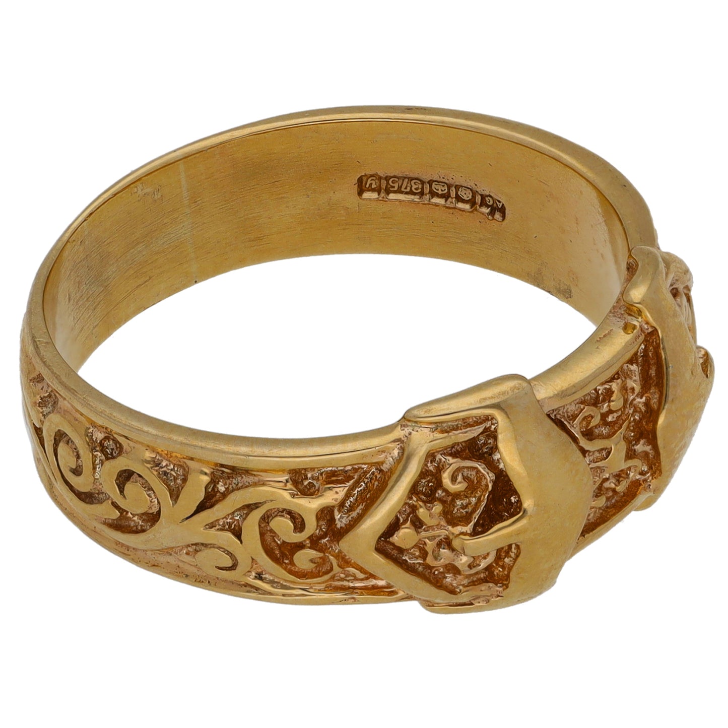 9ct Gold Buckle Ring Size T