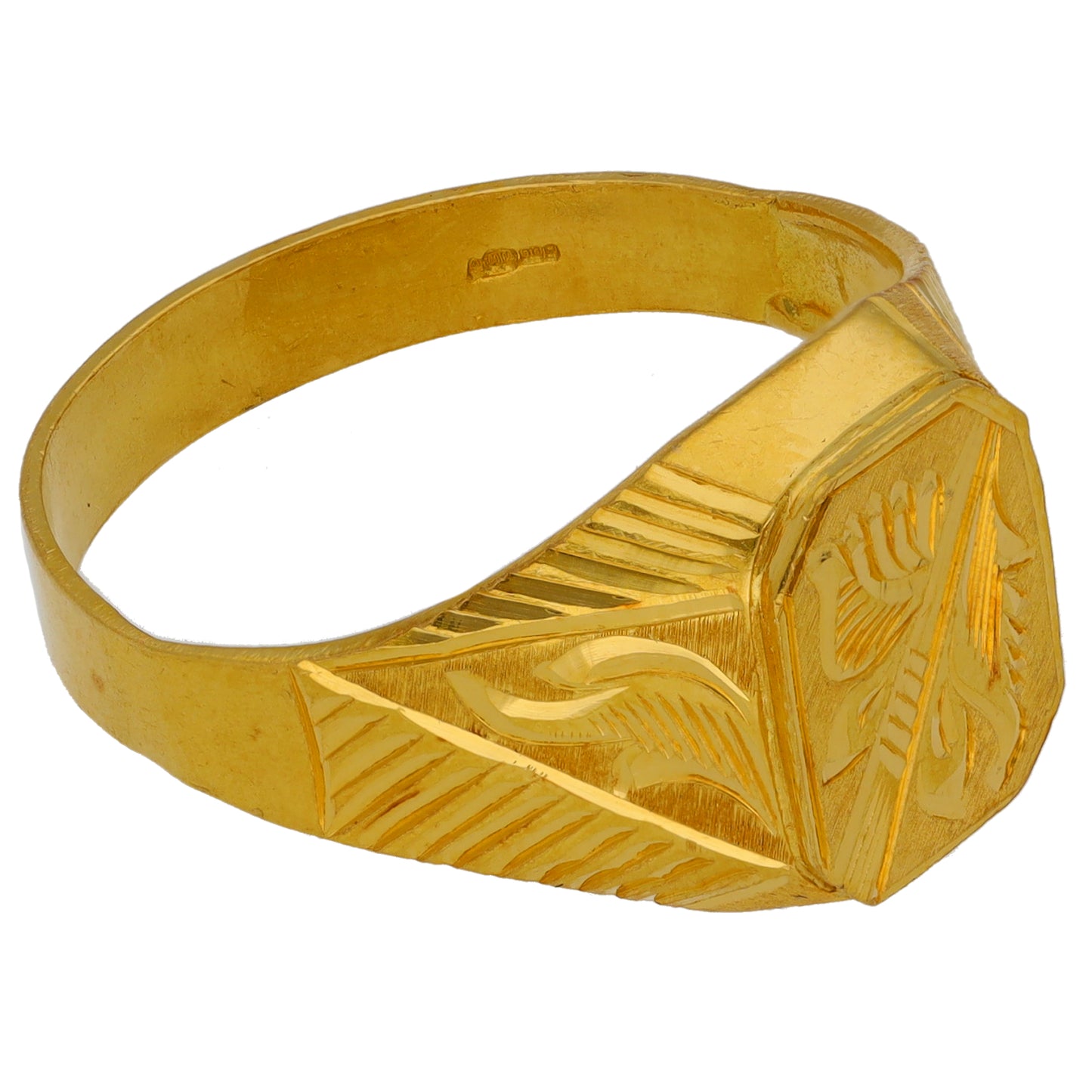 22ct Gold Patterned Signet Ring Size W
