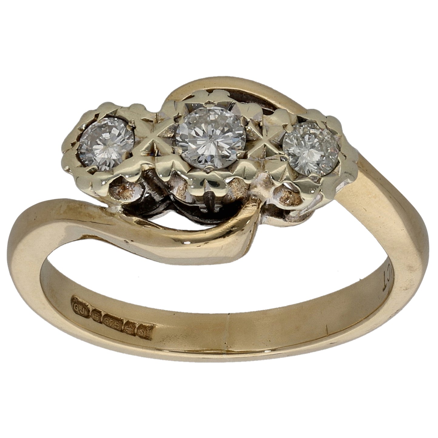 9ct Gold 0.24ct Diamond Trilogy Ring Size M