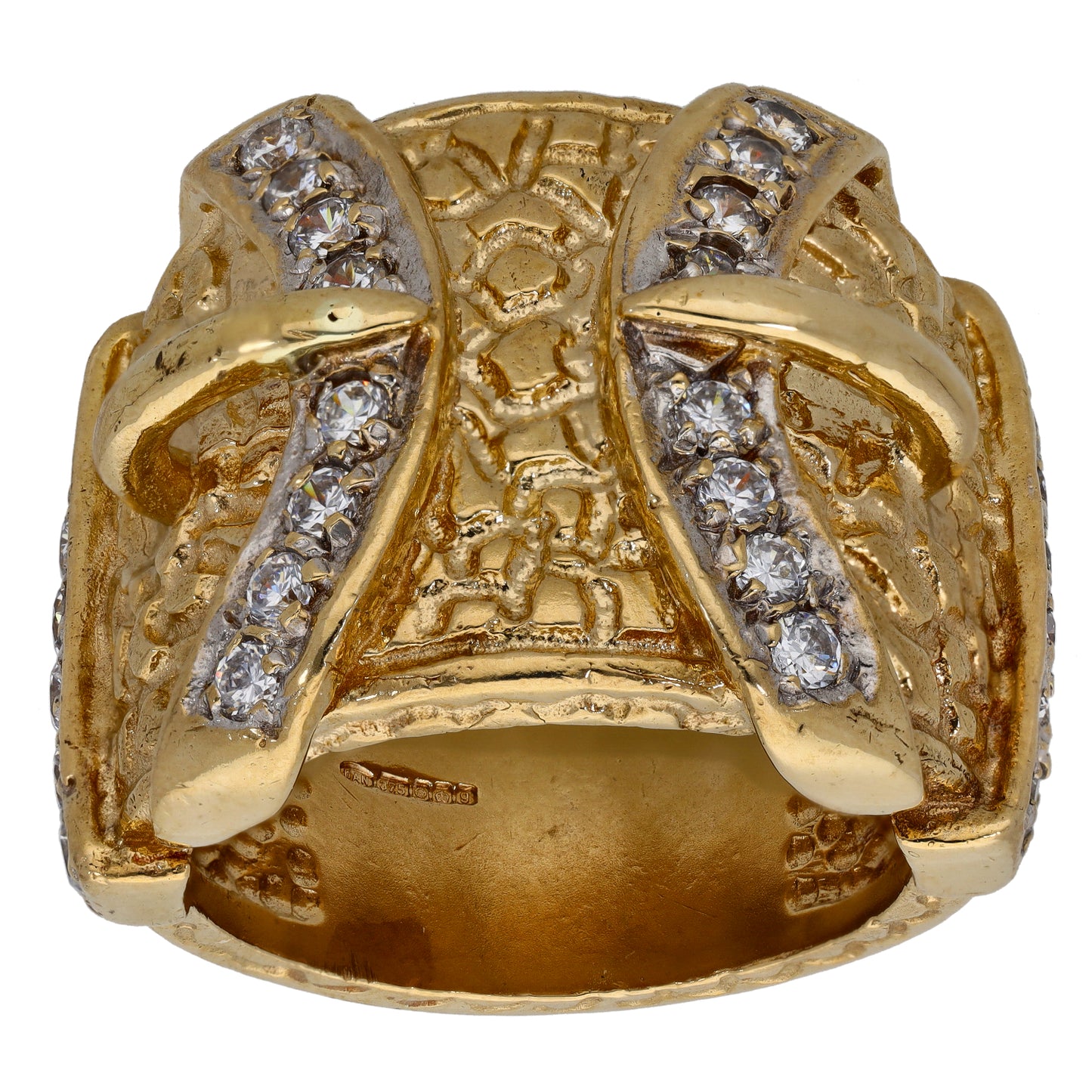 9ct Gold Cz Buckle Ring Size Z+1