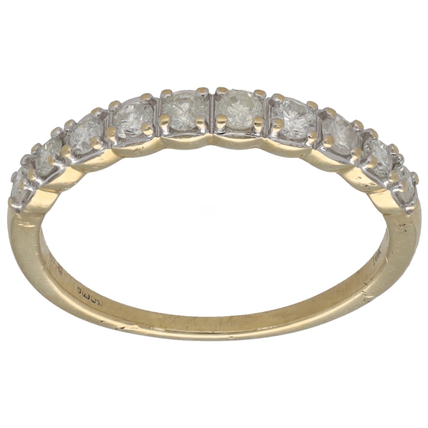 9ct Gold 0.40ct Diamond Half Eternity Ring Size P
