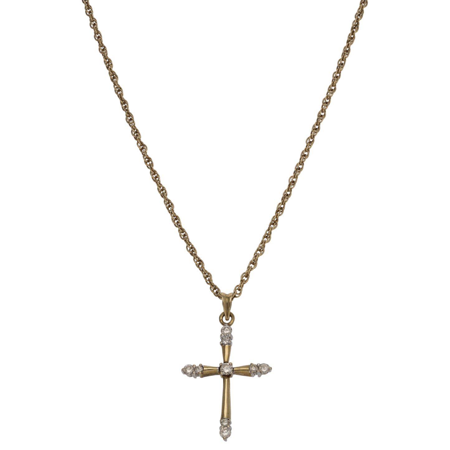 9ct Gold 0.48ct Diamond Cross Pendant With Chain