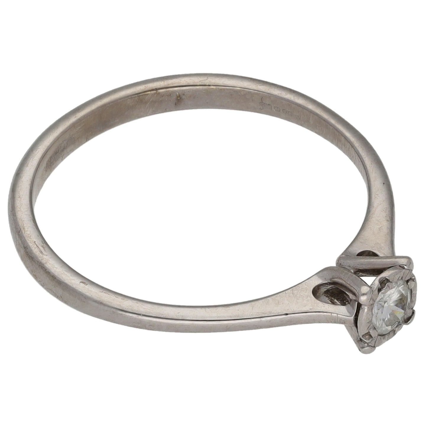 9ct White Gold 0.10ct Diamond Solitaire Ring Size M