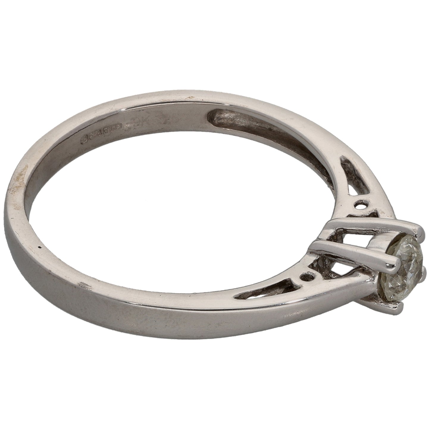 9ct White Gold 0.25ct Diamond Solitaire Ring Size O
