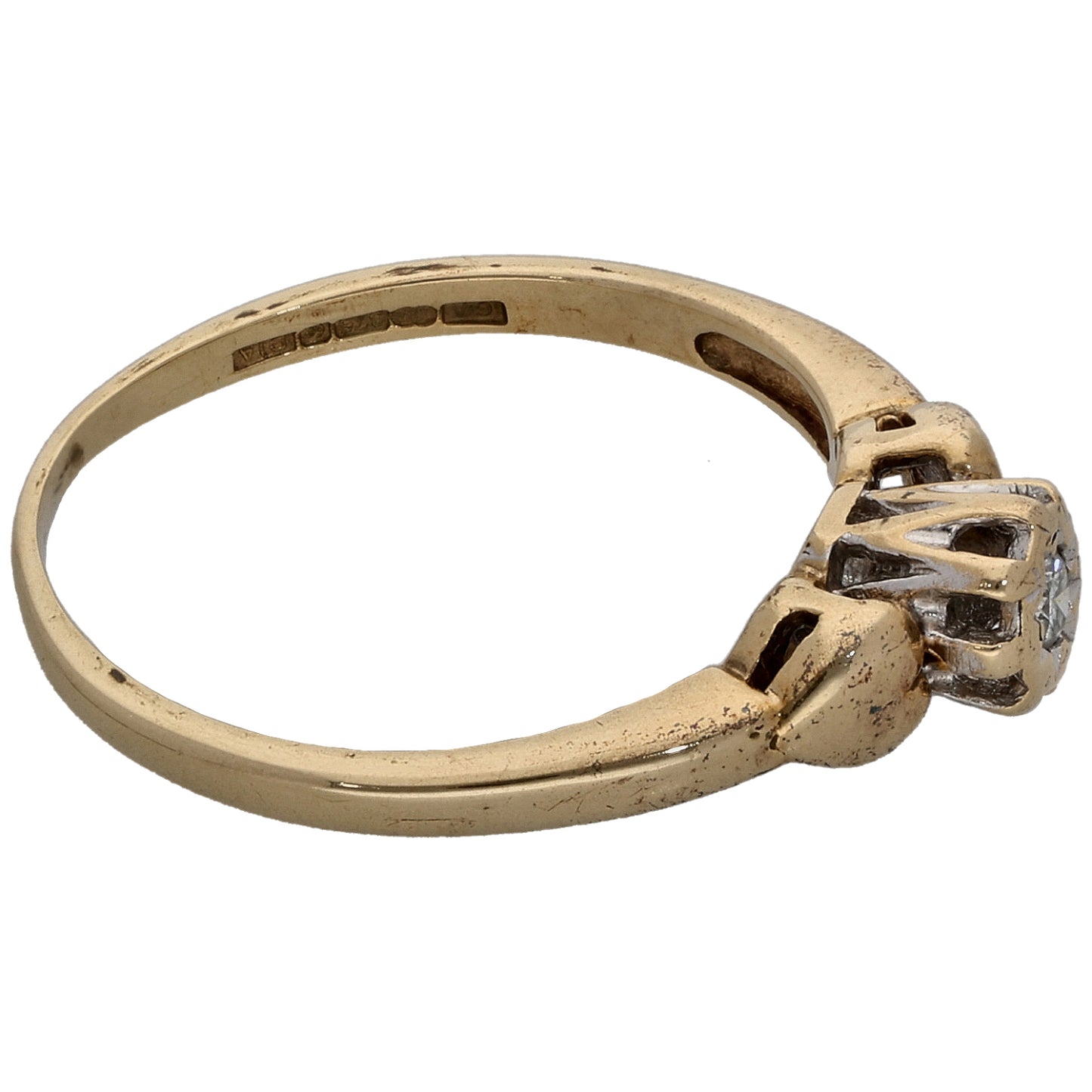 9ct Gold 0.05ct Diamond Solitaire Ring Size M