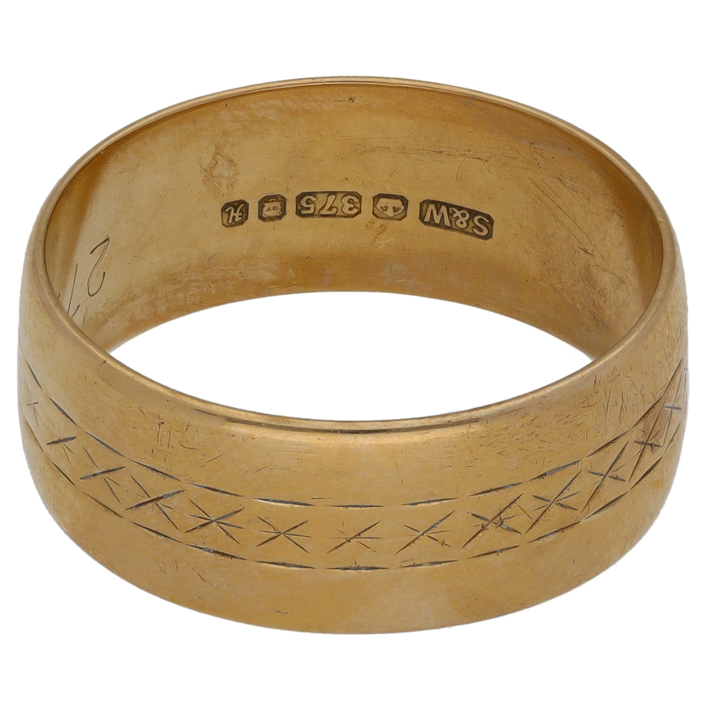 9ct Gold Patterned Wedding Ring Size U