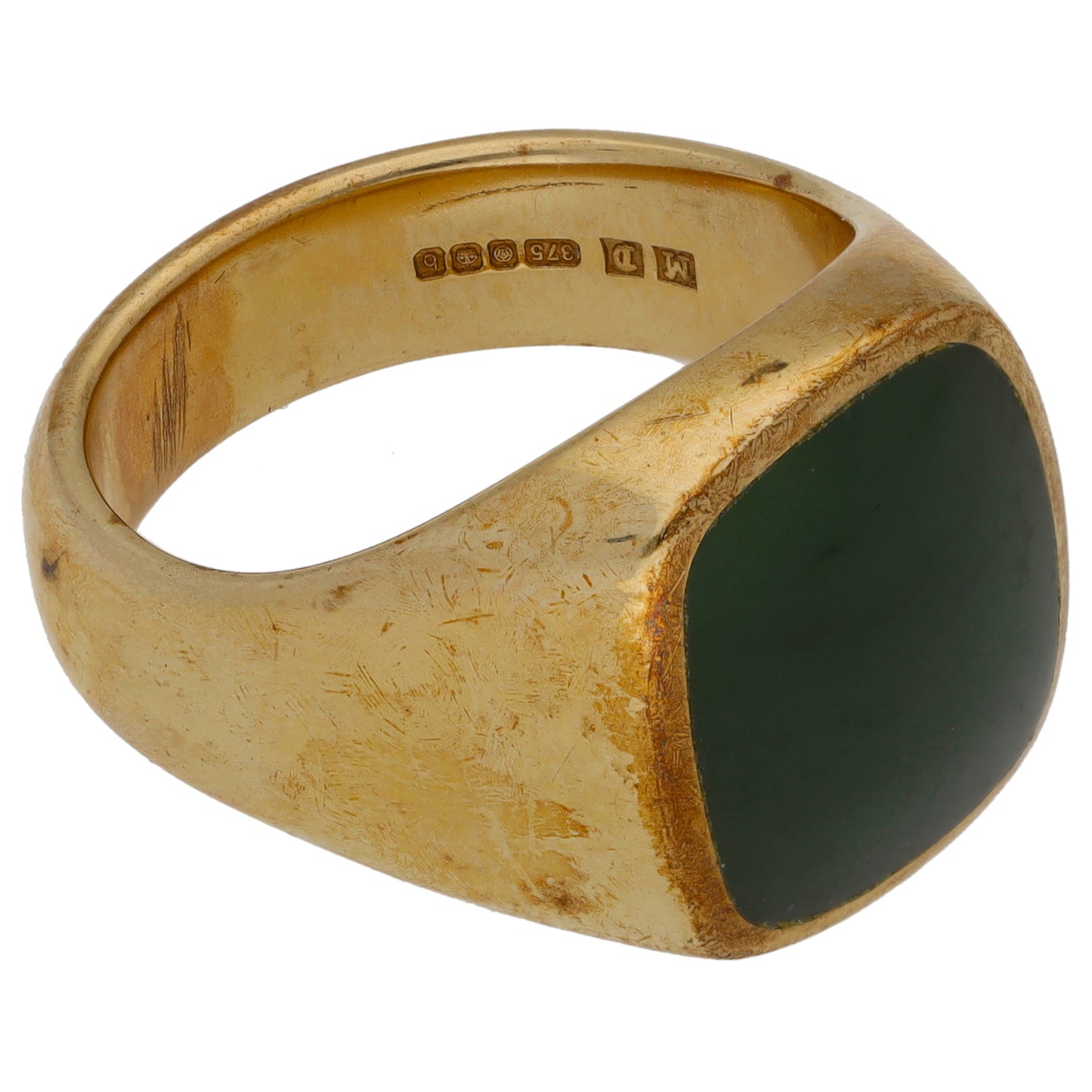 9ct Gold Nephrite Single Stone Signet Ring Size R