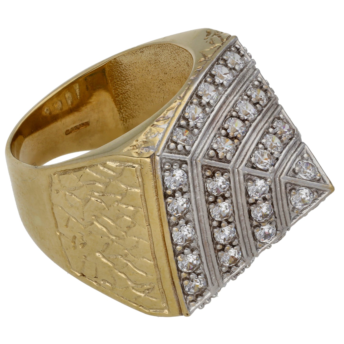 9ct Gold Cubic Zirconia Pyramid Ring Size Y